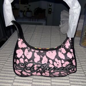 Ed Hardy Black Shoulder Bag with Floral Tiger Design